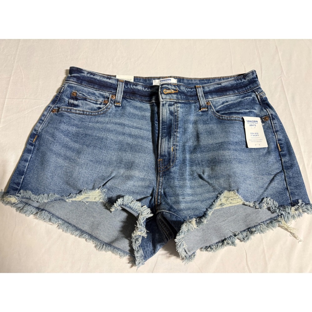 Denizen from Levi's Womens High Rise 3" Shorts Blue Denim Size 14 W32 New